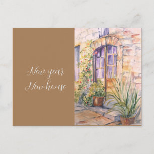Carte Postale Nouvelle année nouvelle maison maison aquarelle vi