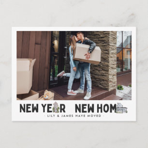 Carte Postale Nouvelle Année Nouvelle Maison Photo Changement