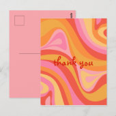 Carte Postale Nouvelle Crête Rétro Abstraite Rose Orange Merci (Devant / Derrière)