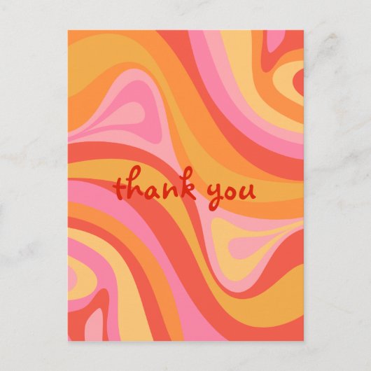 Carte Postale Nouvelle Crête Rétro Abstraite Rose Orange Merci (Devant)