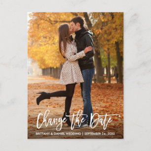 Carte Postale Nouvelle Date Changer La Date Moderne Brush Script