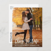 Carte Postale Nouvelle Date Changer La Date Moderne Brush Script (Devant / Derrière)