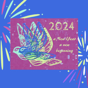 Carte Postale Nouvelle Début Les colombes et la paix Bonne année