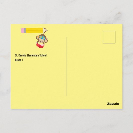 Carte Postale Nouvelle école enseignant Année Singes Salutation (Dos)