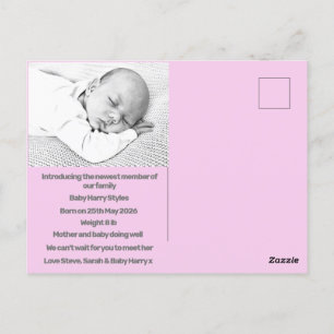 Carte Postale nouvelle fille faire-part de naissance