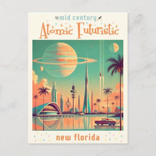 Carte Postale Nouvelle Floride Futuriste Atomique (Devant)