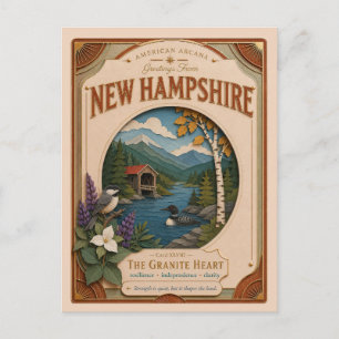 Carte Postale Nouvelle-Hampshire Vintage Paper Cut American Arca