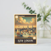 Carte Postale Nouvelle-Londres, Connecticut | Vintage (Debout devant)