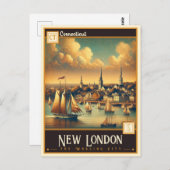Carte Postale Nouvelle-Londres, Connecticut | Vintage (Devant / Derrière)