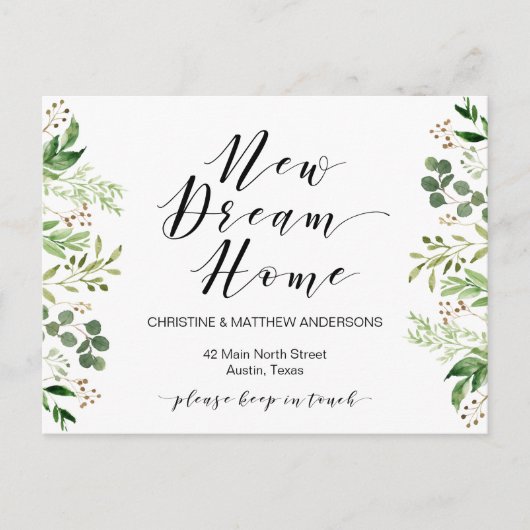 Carte Postale Nouvelle maison de rêve, Verdure, Faire-part mobil (Devant)