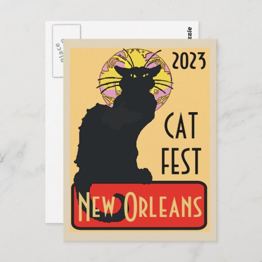 Carte Postale Nouvelle-Orléans Chat Noir Modifier Texte  Affiche (Devant / Derrière)