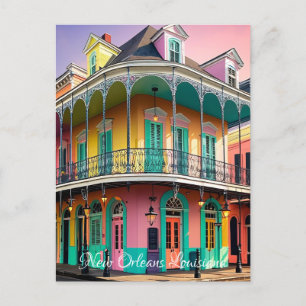 Carte Postale Nouvelle-Orléans Louisiane vintage rétro pastel