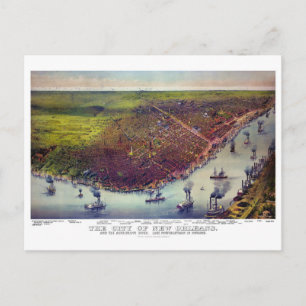Carte Postale Nouvelle-Orléans Vintage Vue aérienne Restaurée 18