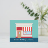 Carte Postale Nouvelle ouverture ou déplacement d'une Boutique (Debout devant)