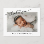 Carte Postale Nouvelle photo de bébé Script de coeur Annonce de  (Devant)