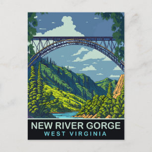 Carte Postale Nouvelle rivière Gorge, Pont, WV, Voyage