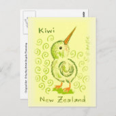 Carte Postale Nouvelle-Zélande Kiwi Bird (Devant / Derrière)