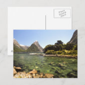 Carte Postale Nouvelle-Zélande, Miter Peak & Bowen River entrant (Devant / Derrière)