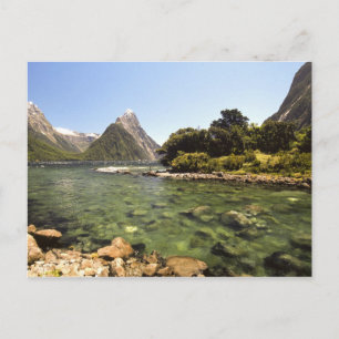 Carte Postale Nouvelle-Zélande, Mitre Peak, & entrée de la riviè