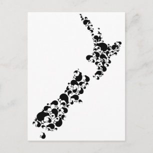 Carte Postale NOUVELLE-ZÉLANDE - plein de kiwis - noir
