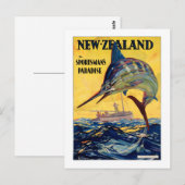 Carte Postale Nouvelle-Zélande Poster Vintage voyage restauré (Devant / Derrière)