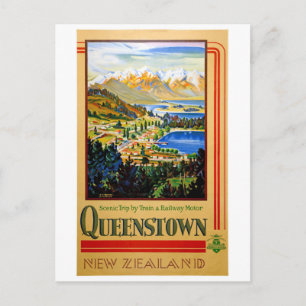 Carte Postale Nouvelle-Zélande Queenstown restauré Poster vintag