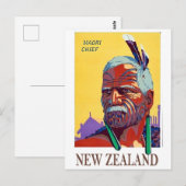 Carte Postale Nouvelle-Zélande, visage de chef maori, guerrier,  (Devant / Derrière)