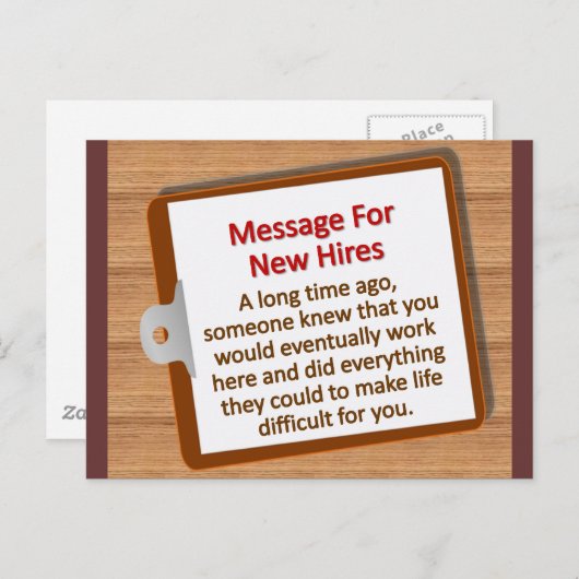 Carte Postale Nouvelles embauches  (Devant / Derrière)