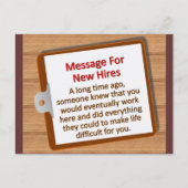 Carte Postale Nouvelles embauches  (Devant)