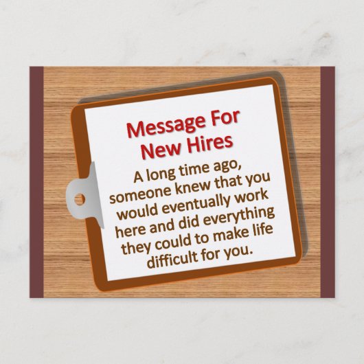 Carte Postale Nouvelles embauches  (Devant)