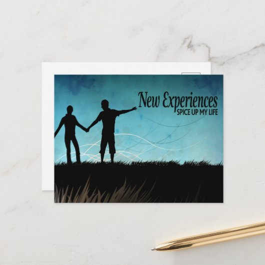 Carte Postale "Nouvelles expériences" Motivation Affirmation (Devant/Arrière en situation)