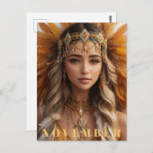 Carte Postale *~* NOVEMBRE AP53 Coiffe Pierre de naissance Topaz (Devant / Derrière)