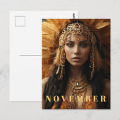 Carte Postale *~* NOVEMBRE Coiffe Pierre de naissance Topaze AP5 (Devant / Derrière)