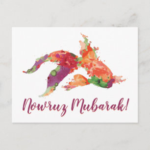 Carte Postale nowruz moubarak poisson rouge aquarelle