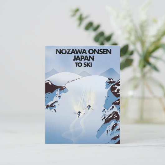Carte Postale Nozawa Onsen Japon imprimé ski. (Debout devant)