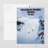 Carte Postale Nozawa Onsen Japon imprimé ski. (Devant / Derrière)