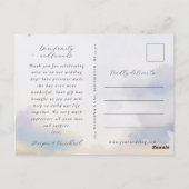 Carte Postale nuage aquarelle rêveuse photo de mariage merci (Dos)