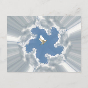 Carte Postale Nuage de doublure d'argent avec colombe