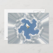 Carte Postale Nuage de doublure d'argent avec colombe (Devant / Derrière)
