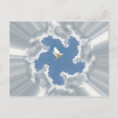 Carte Postale Nuage de doublure d'argent avec colombe (Devant)