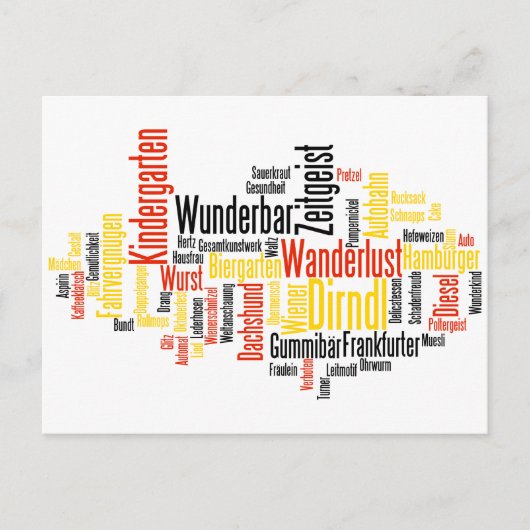 Carte Postale Nuage de mots allemand - Deutsche Wortwolke (Devant)
