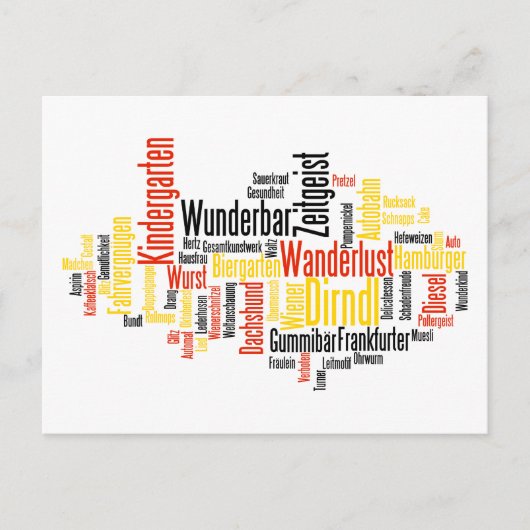 Carte Postale Nuage de mots allemand - Deutsche Wortwolke (Devant)