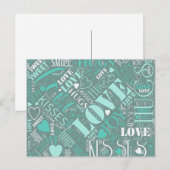 Carte Postale Nuage de mots Câlins et Bisous Teal ID286 (Devant / Derrière)