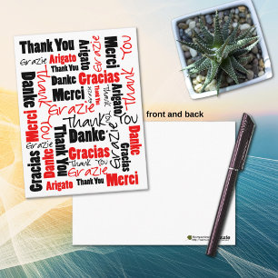 Carte Postale Nuage de mots de gratitude noir et rouge