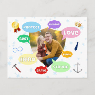 Carte Postale Nuage de mots de photo de la fête des pères Meille