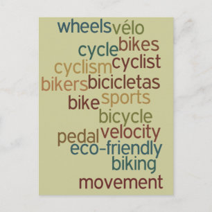 Carte Postale nuage de mots de vélo