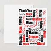 Carte Postale Nuage de mots Merci noir et rouge (Devant / Derrière)