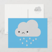 Carte Postale Nuage de pluie triste Kawaii (Devant / Derrière)