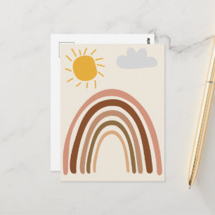 Carte Postale Nuage de soleil arc-en-ciel, dessin d'enfant, art