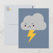 Carte Postale Nuage de tonnerre et de foudre de Kawaii (Devant / Derrière)